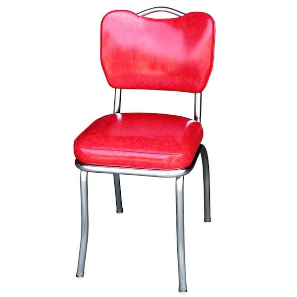 Richardson Seating Corp Richardson Seating Corp 4261CIR 4261 Handle Back Diner Chair -Cracked Ice Red- with 2 in. Box Seat - Chrome 4261CIR - main